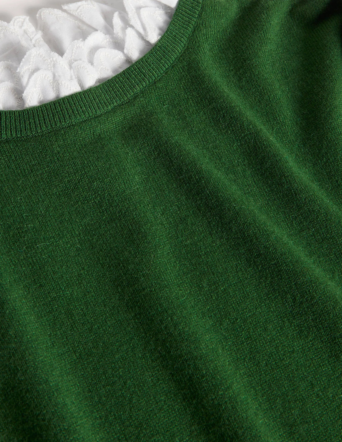 Lydia Woven Frill Sweater-Conifer