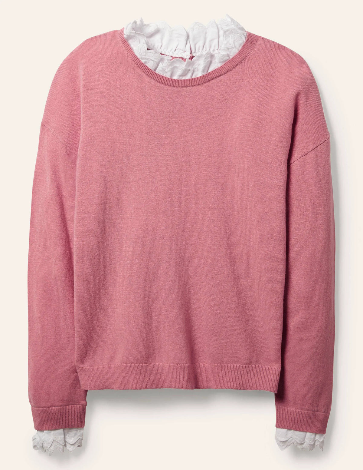 Lydia Woven Frill Sweater-Formica Pink