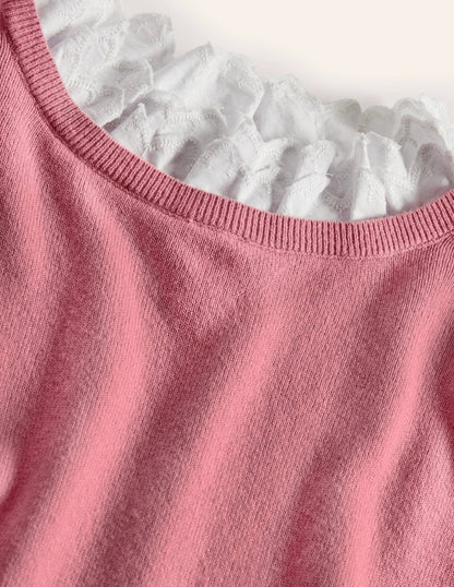 Lydia Woven Frill Sweater-Formica Pink