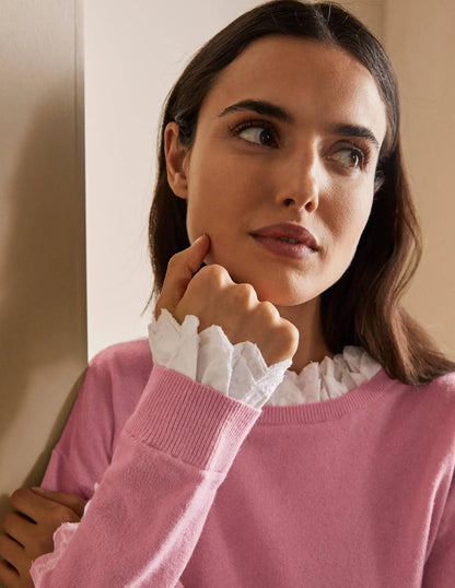 Lydia Woven Frill Sweater-Formica Pink