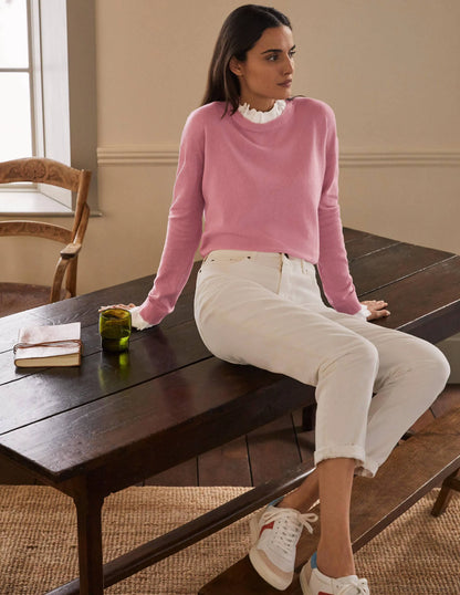 Lydia Woven Frill Sweater-Formica Pink