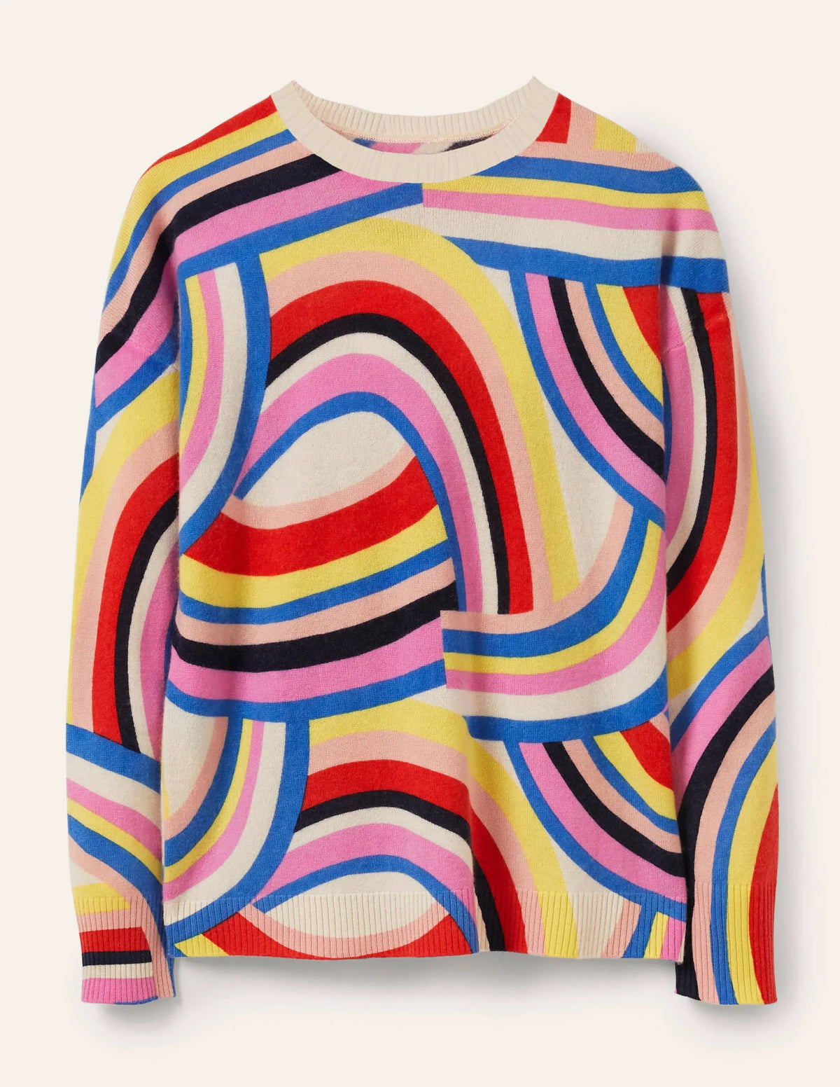 Margot Cashmere Sweater-Abstract Rainbow Stripe