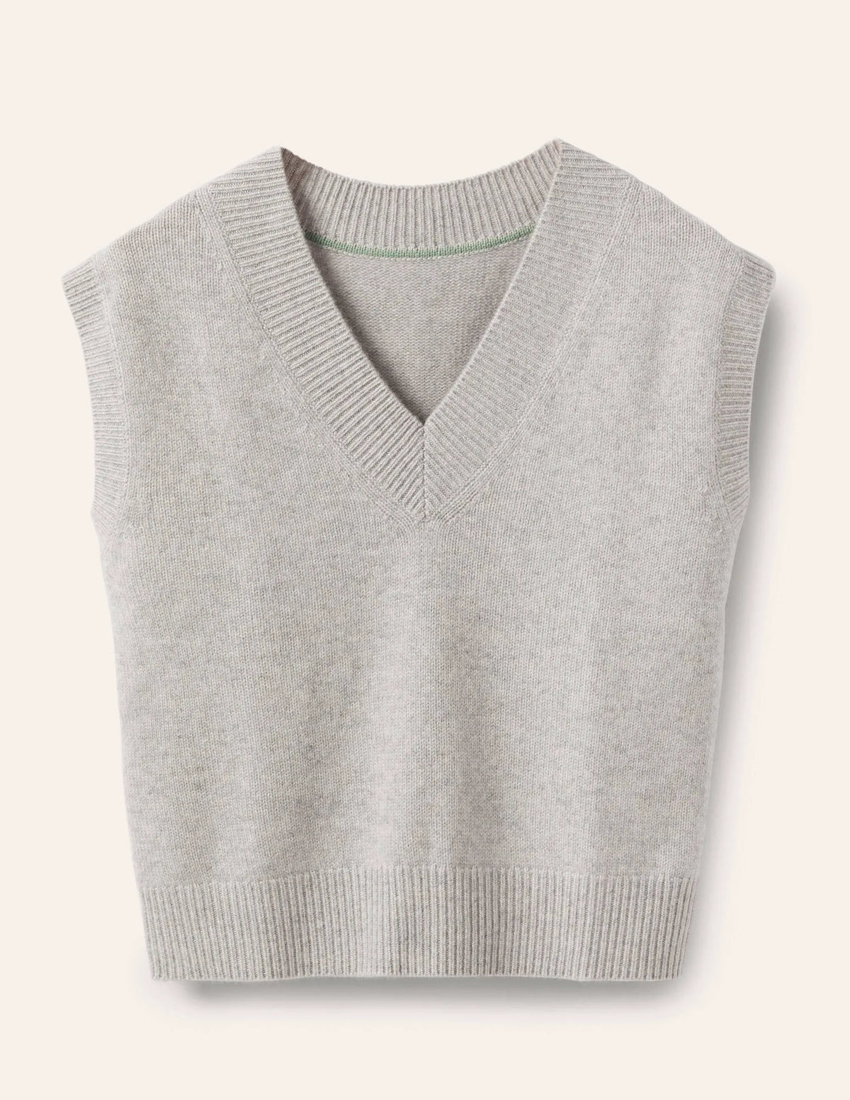Cashmere Relaxed Sweater Vest-Grey Melange