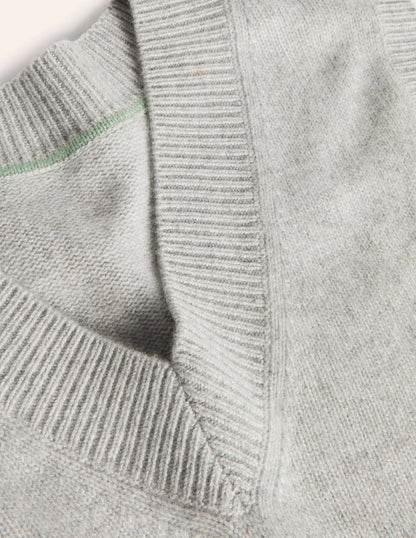 Cashmere Relaxed Sweater Vest-Grey Melange