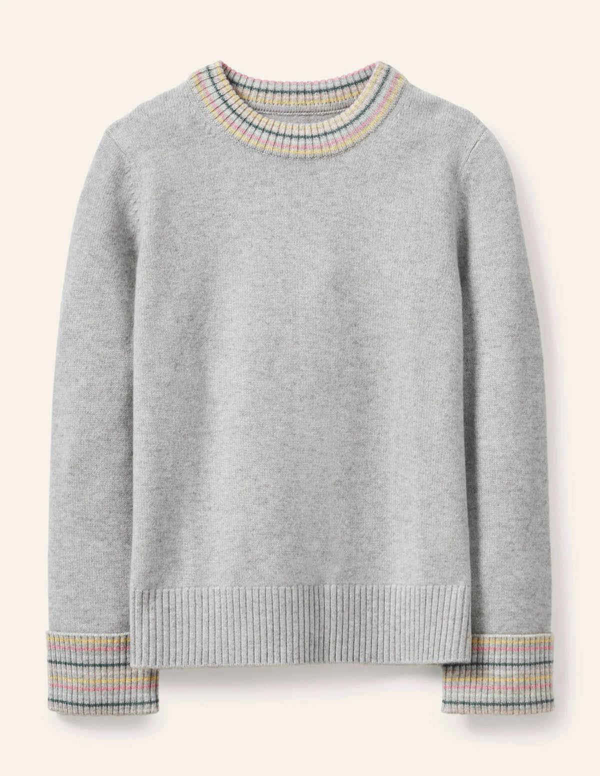 Cashmere Cuff Detail Sweater-Grey Melange