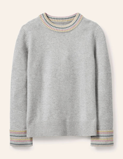 Cashmere Cuff Detail Sweater-Grey Melange