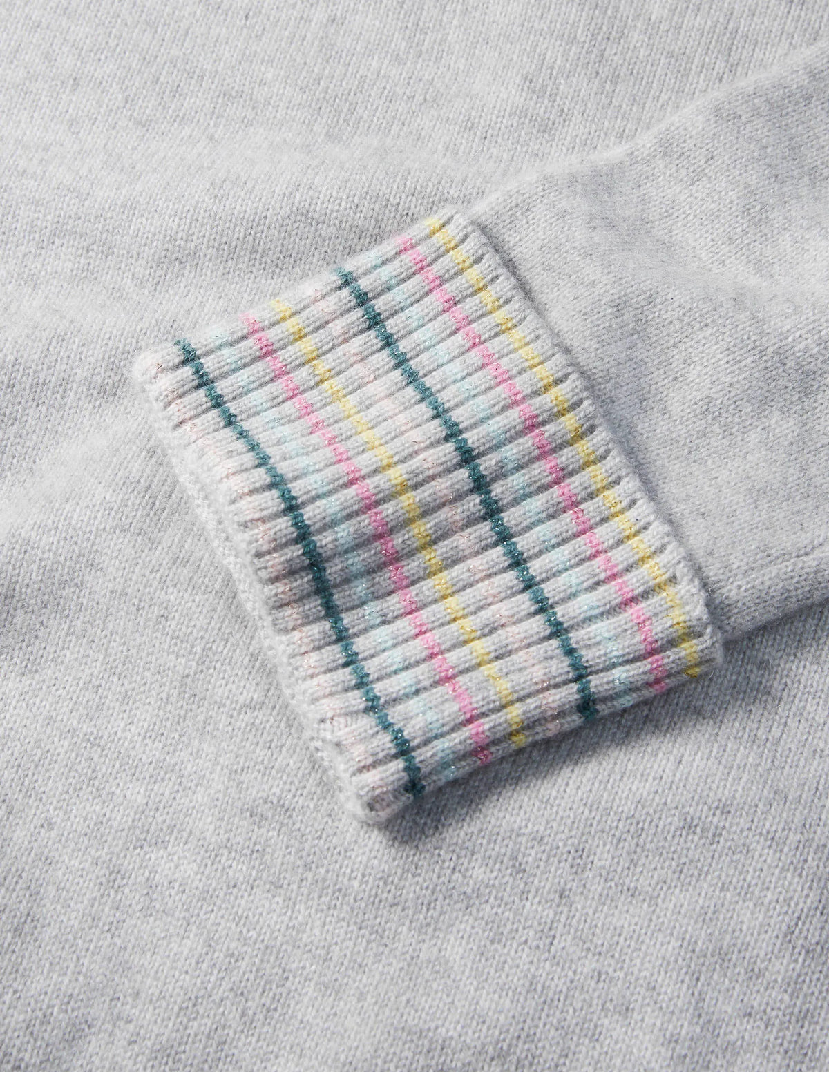 Cashmere Cuff Detail Sweater-Grey Melange