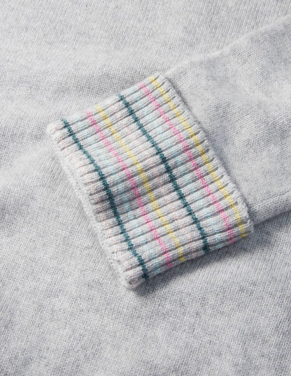 Cashmere Cuff Detail Sweater-Grey Melange