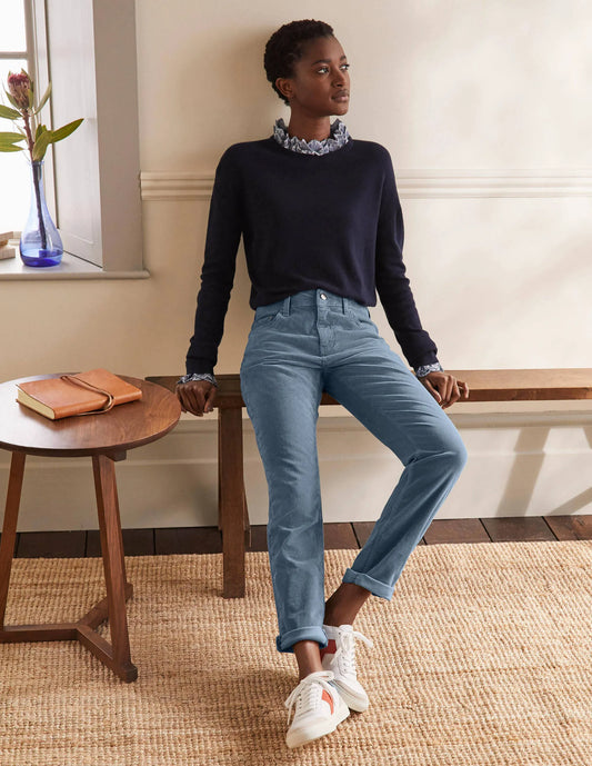 Cord Girlfriend Jeans-Airforce