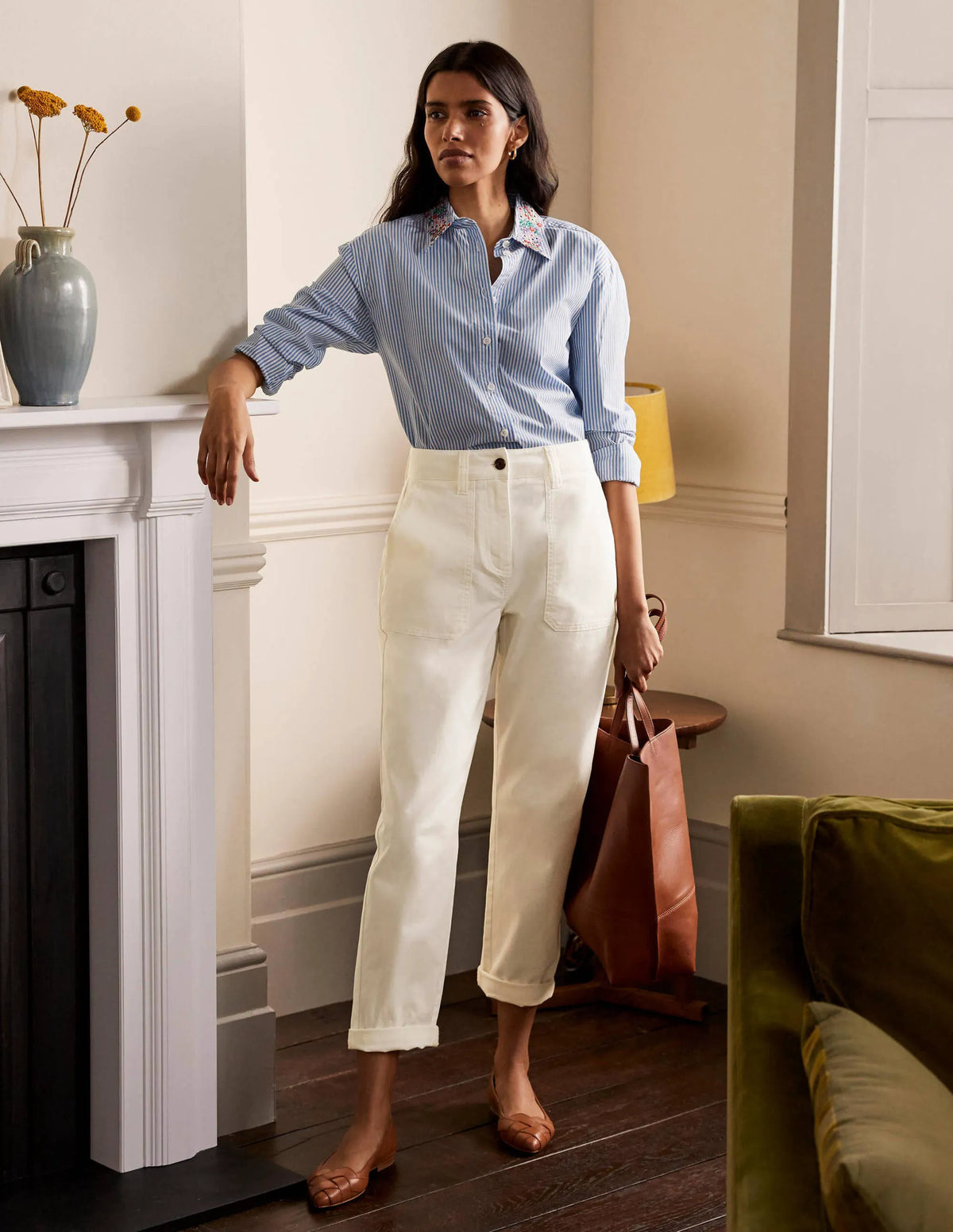 Relaxed Chino Pants-Ecru
