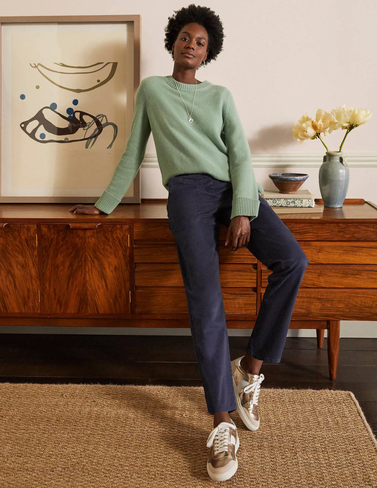 Relaxed Chino Pants-Navy