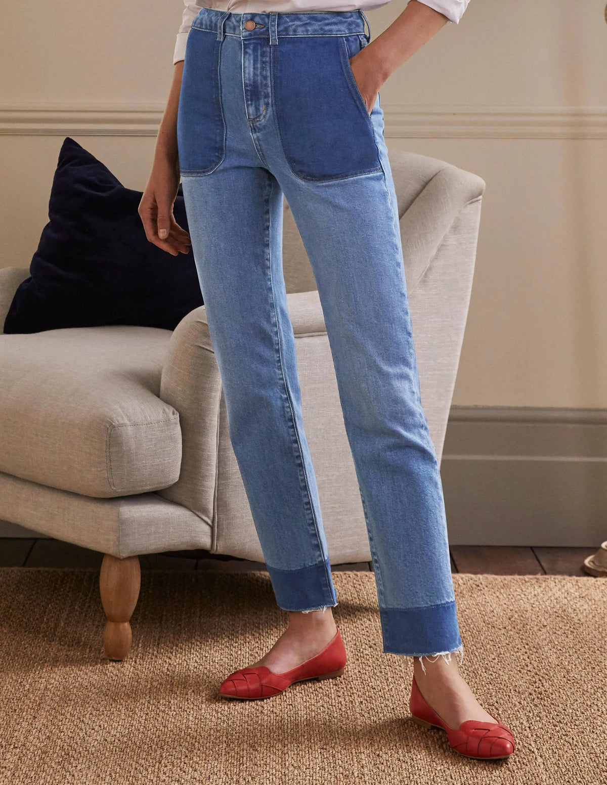 Relaxed Straight Jeans-Light Vintage Contrast