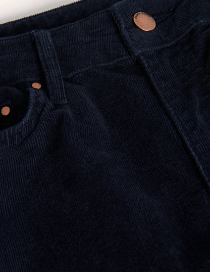 Corduroy Slim Straight Jeans-Navy