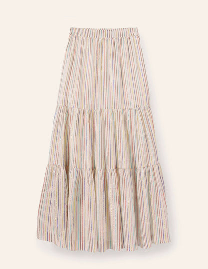 Lorna Tiered Maxi Skirt-Multi Lurex Woven Stripe