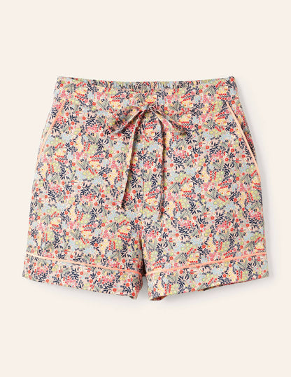 Cotton Pajama Shorts-Milkshake, Enchanting Forest
