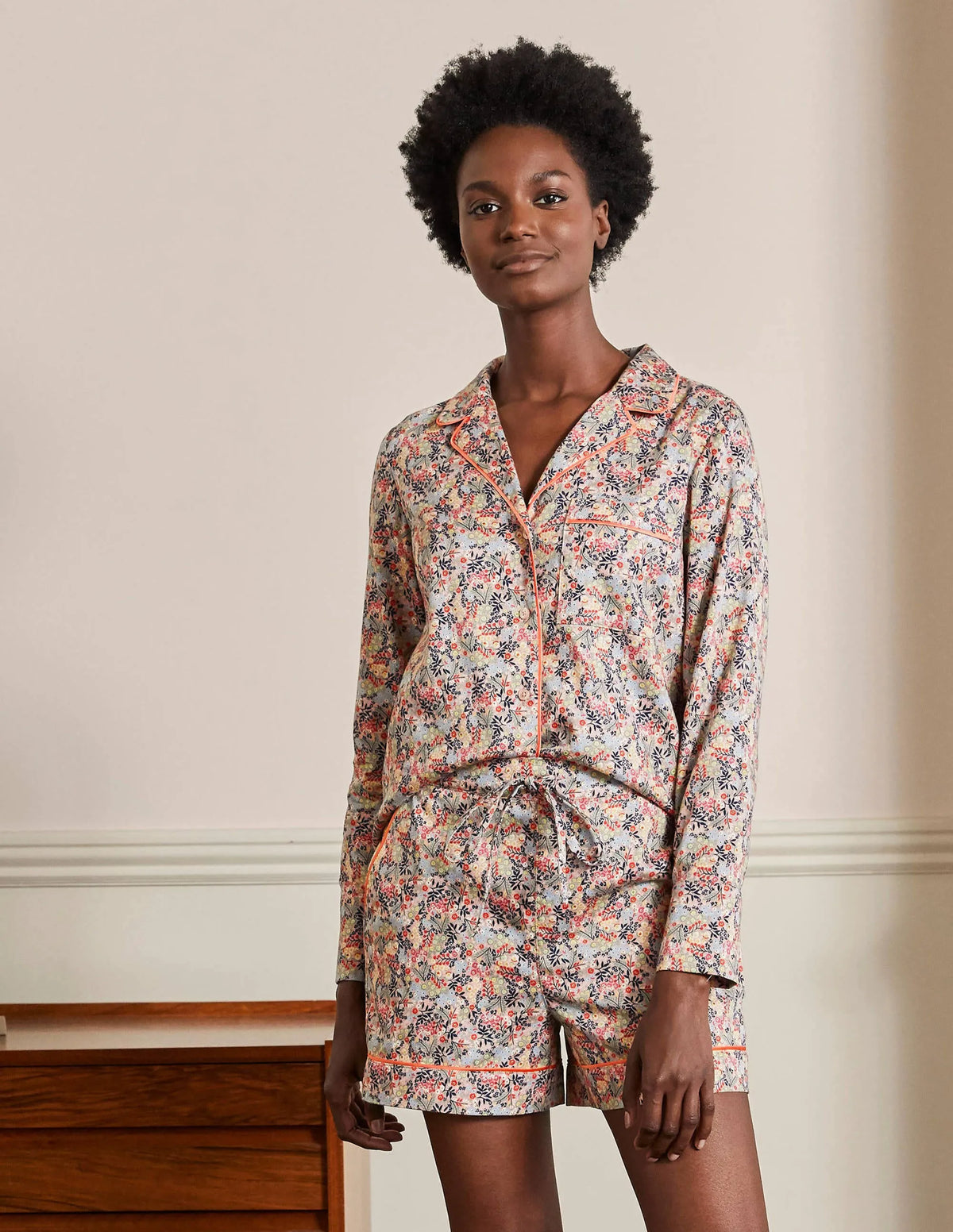 Cotton Pajama Shorts-Milkshake, Enchanting Forest