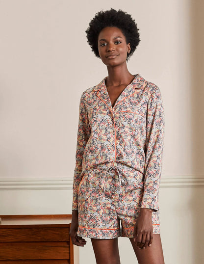 Cotton Pajama Shorts-Milkshake, Enchanting Forest