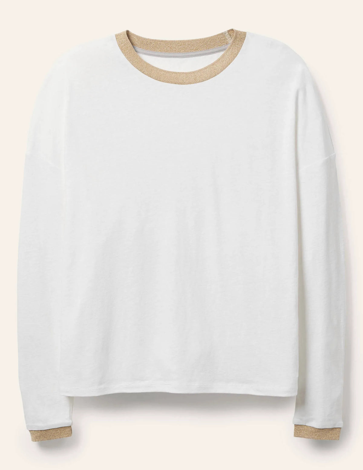 Linen Sparkle Long Sleeve Tee-White