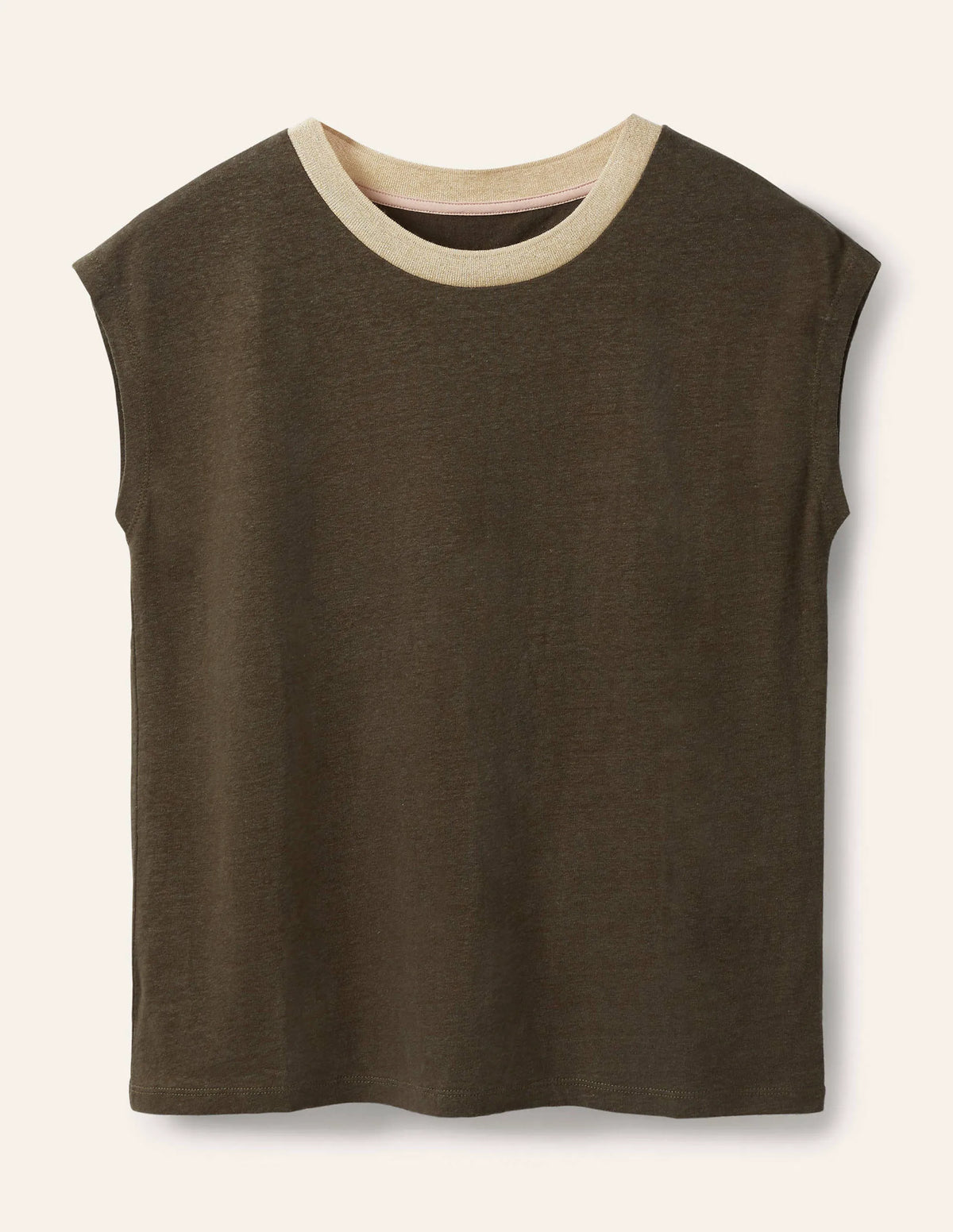 Linen Sparkle Short Sleeve Tee-Classic Khaki