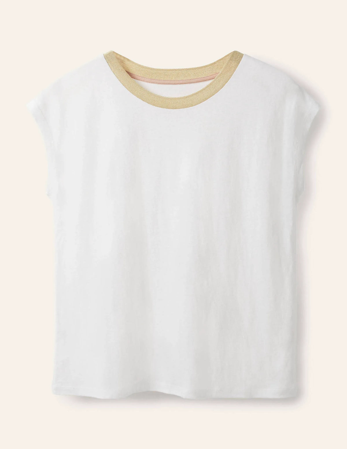 Linen Sparkle Short Sleeve Tee-White