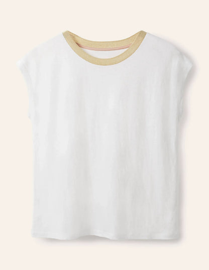 Linen Sparkle Short Sleeve Tee-White