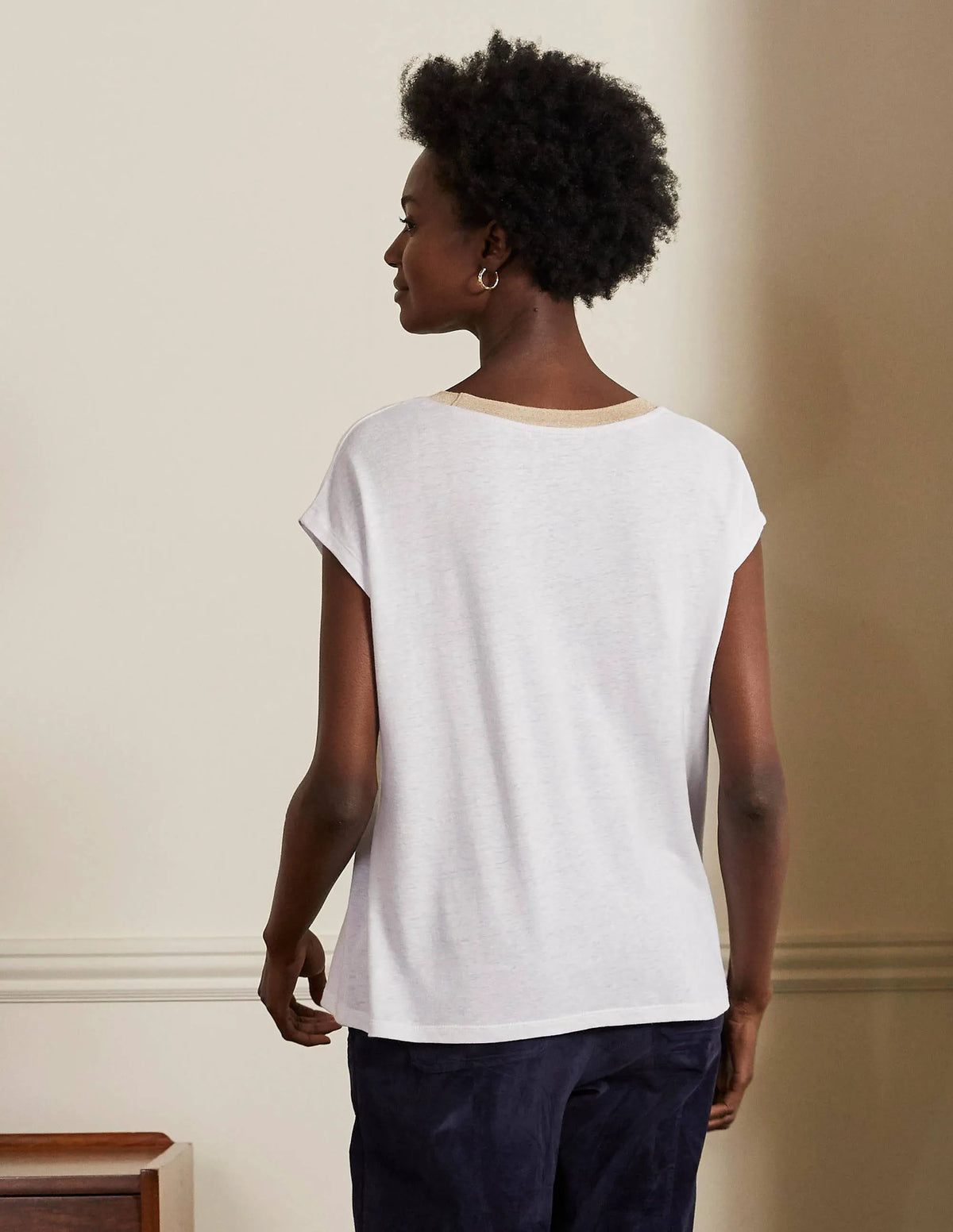 Linen Sparkle Short Sleeve Tee-White