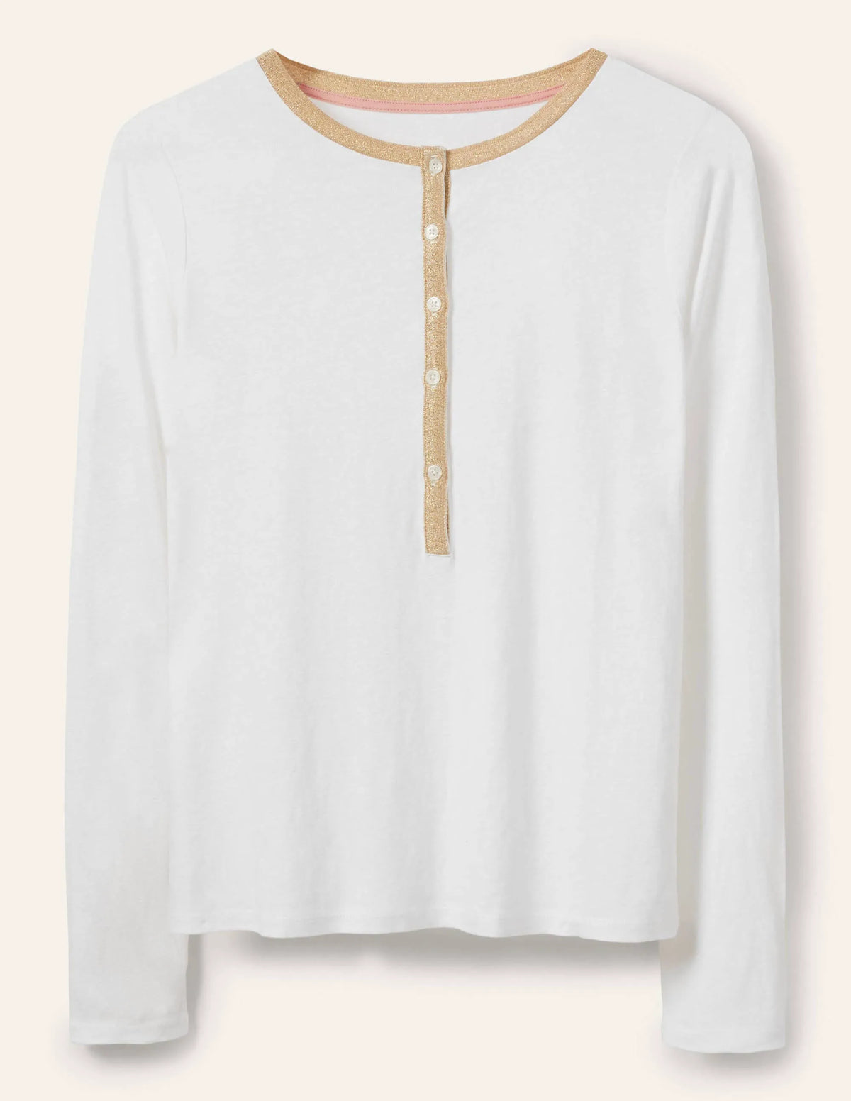Linen Sparkle Henley Tee-White