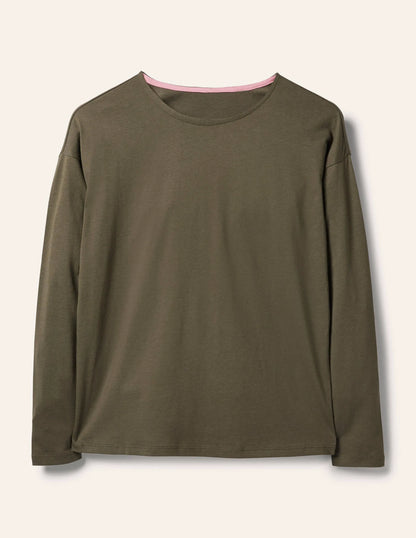 Supersoft Dropped Shoulder Top-Classic Khaki