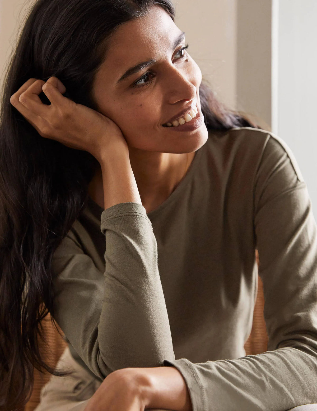 Supersoft Dropped Shoulder Top-Classic Khaki