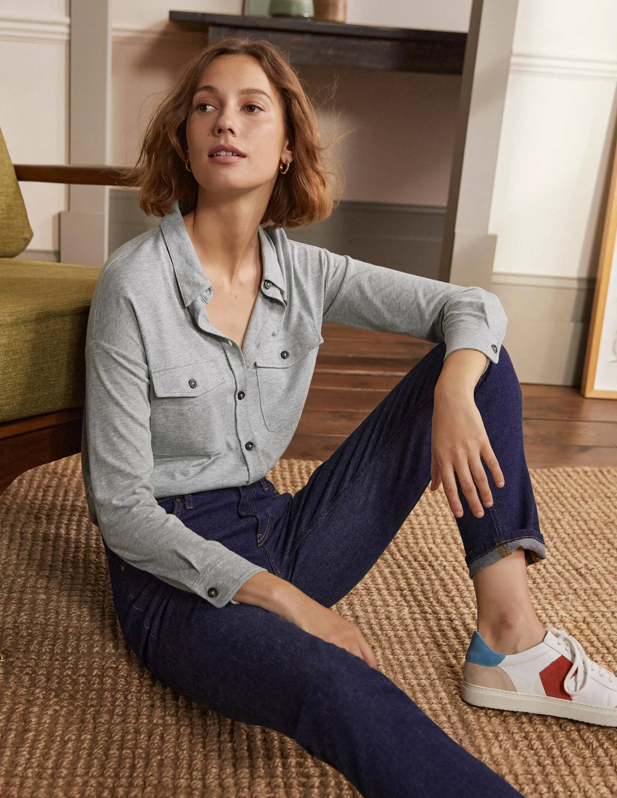 Relaxed Jersey Shirt-Grey Marl