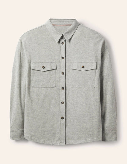 Relaxed Jersey Shirt-Grey Marl