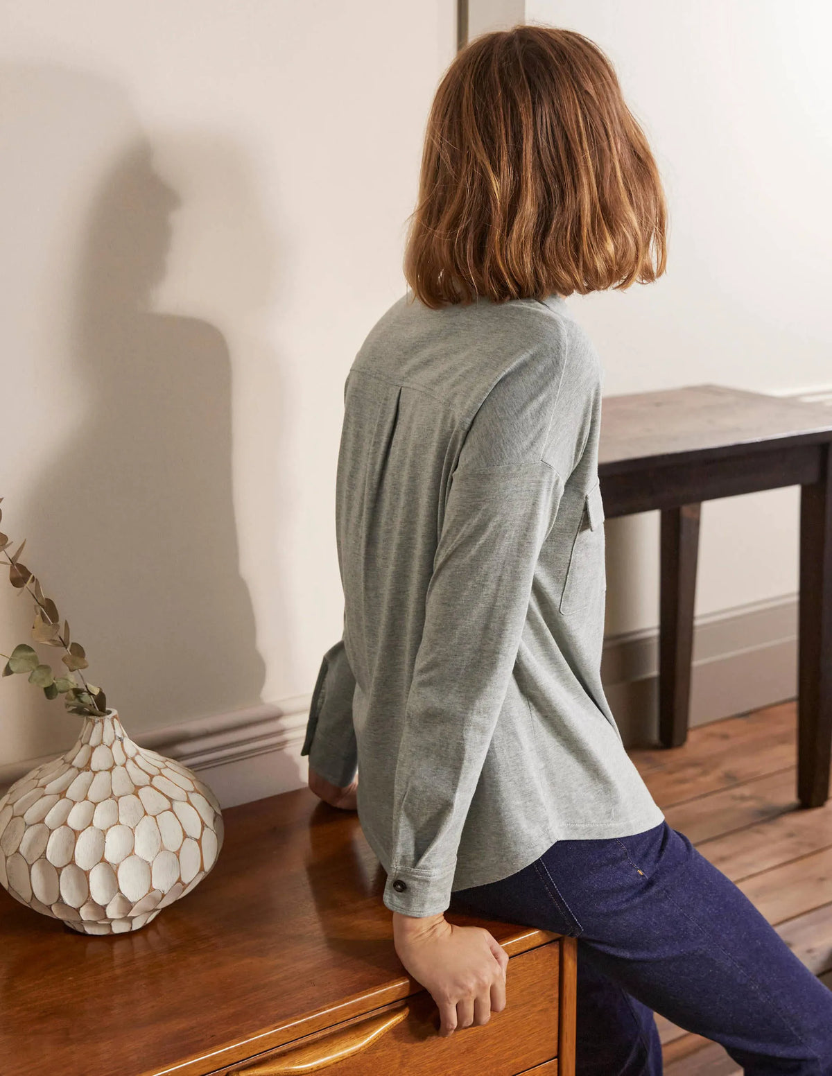 Relaxed Jersey Shirt-Grey Marl