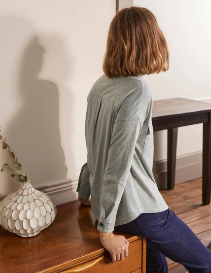 Relaxed Jersey Shirt-Grey Marl
