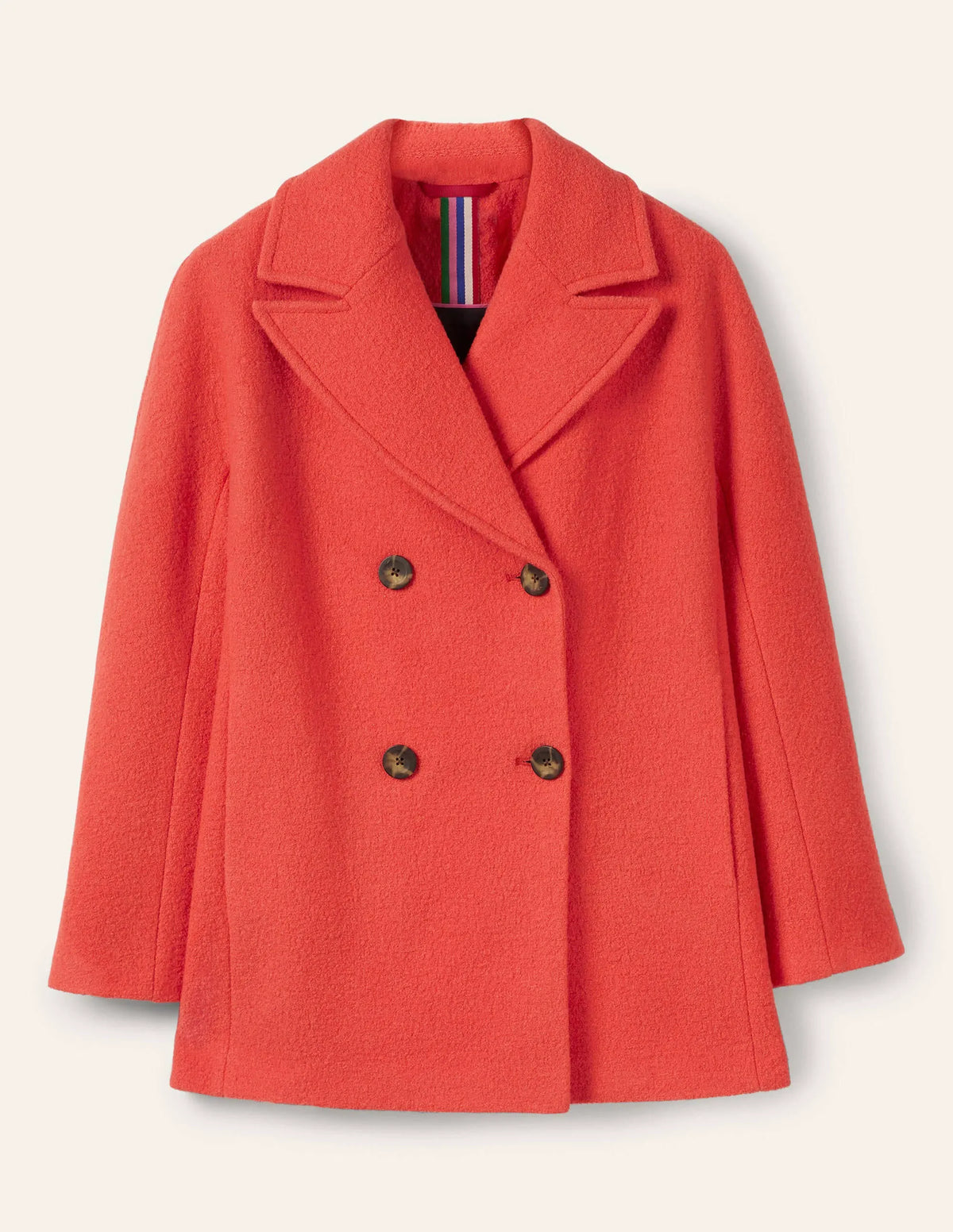 Textured Wool Car Coat-Cherry Red