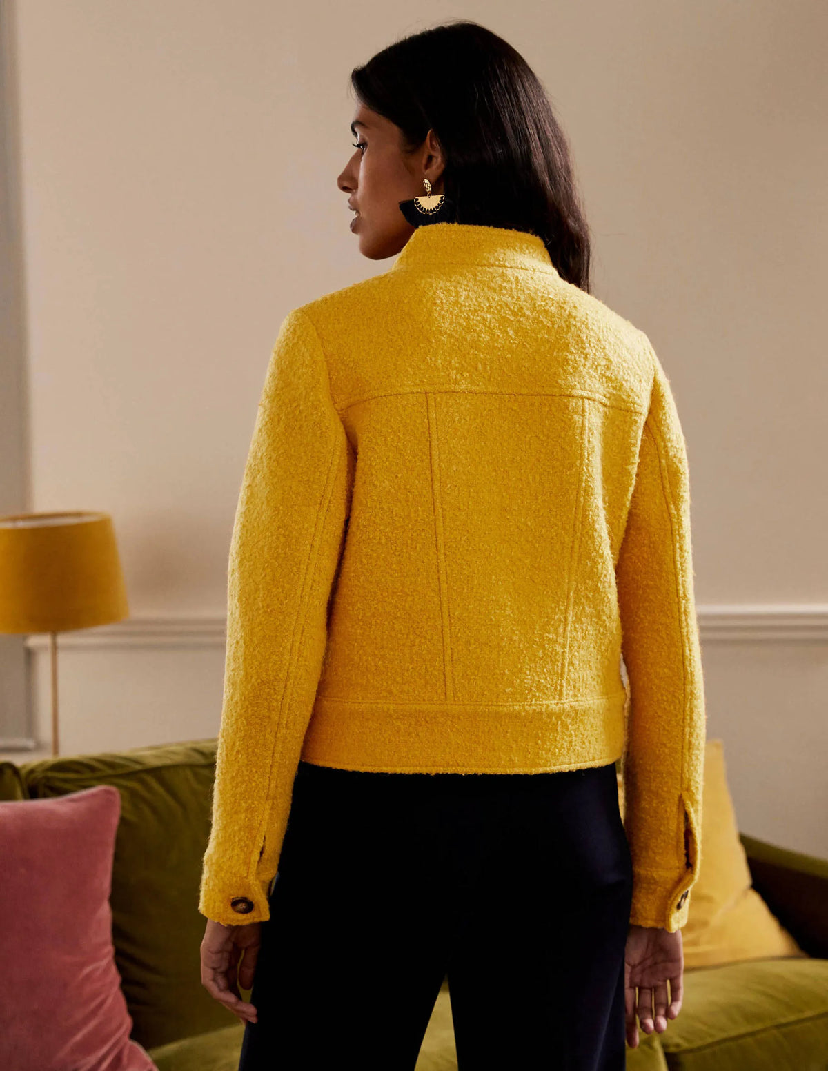 Textured Wool Jacket-Honey Gold