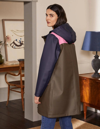 Morris Waterproof Mac-Khaki and Navy Colourblock