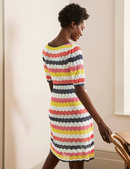 Margie Knitted Dress-Surf and Party Pink Stripe