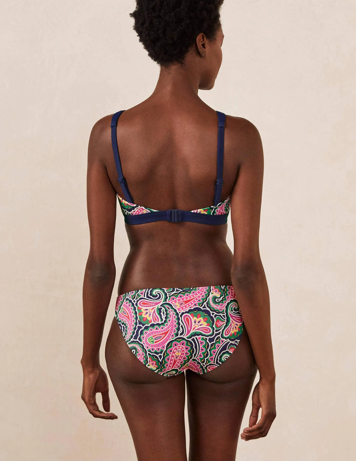 Amalfi Bikini Bottoms-French Navy, Summer Paisley