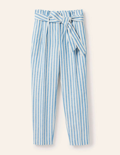 Ludgate Paperbag Pants-Moroccan Blue Stripe