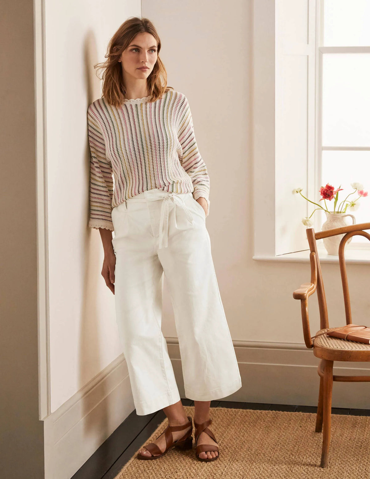 Wide Leg Culottes-Ecru