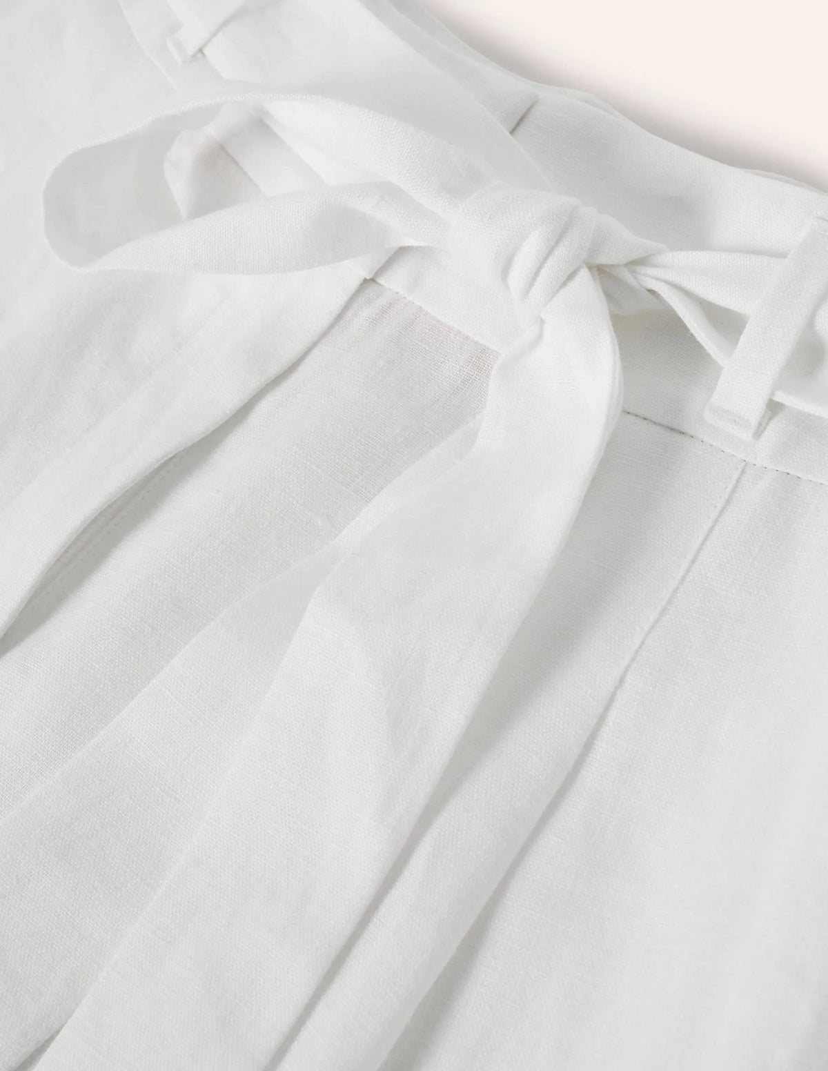 Alma Tie Waist Linen Shorts-White