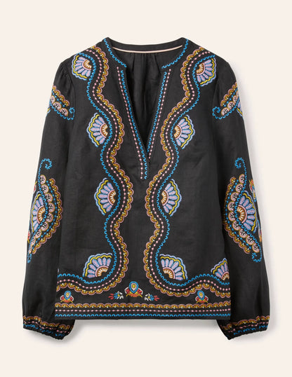Eden Embroidered Top-Black