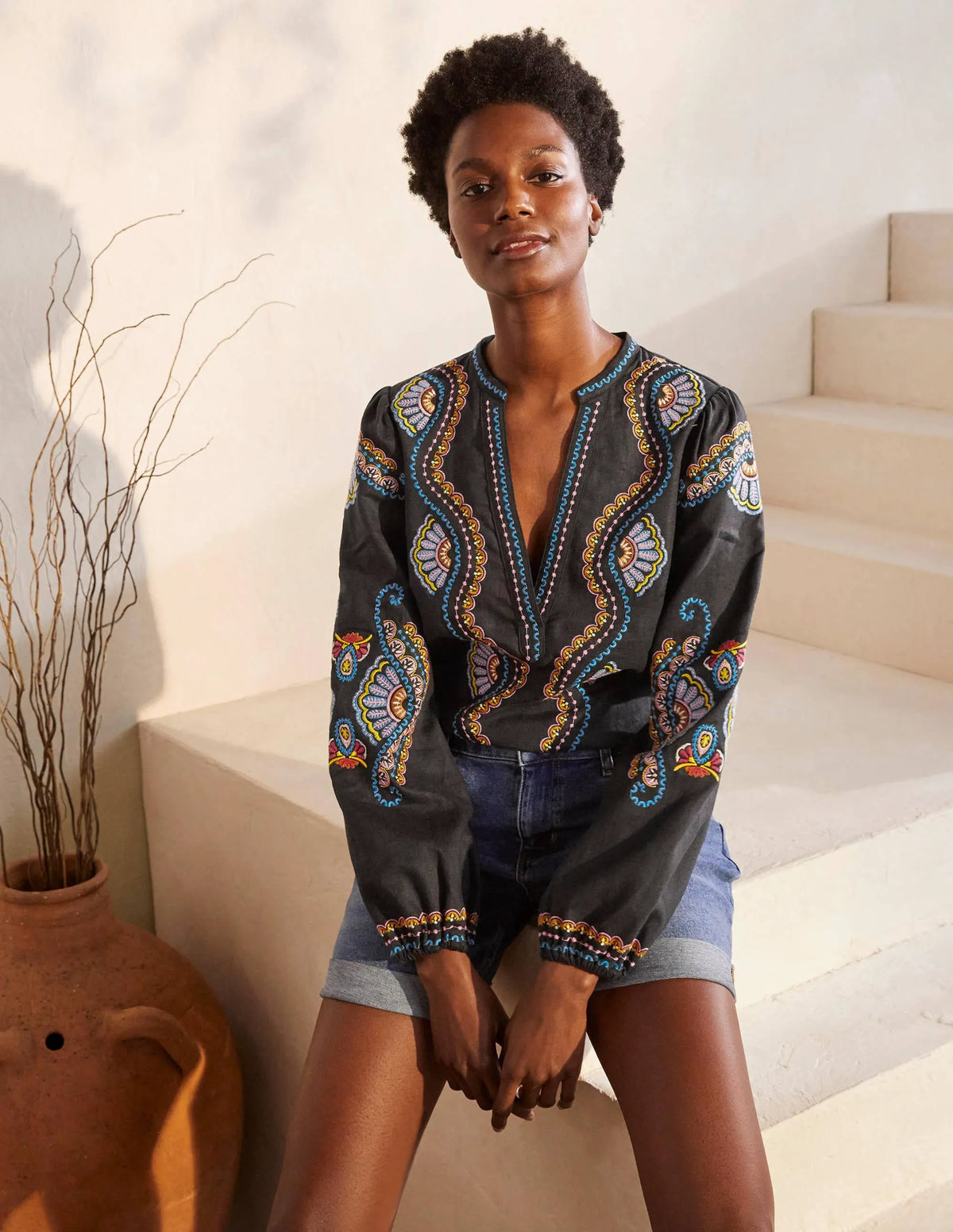 Eden Embroidered Top-Black