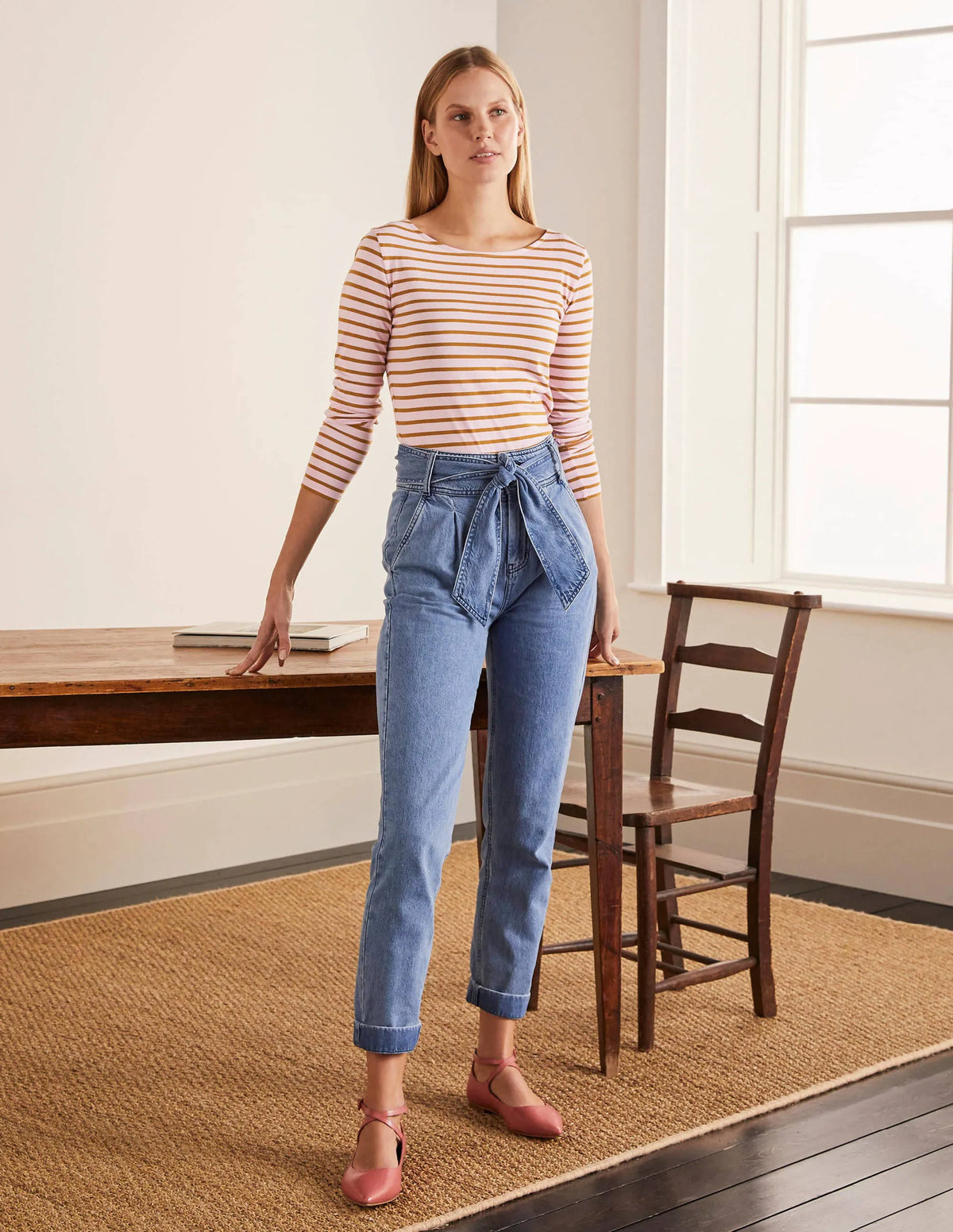 Long Sleeve Breton Top-Spring Blossom/ Frankincense