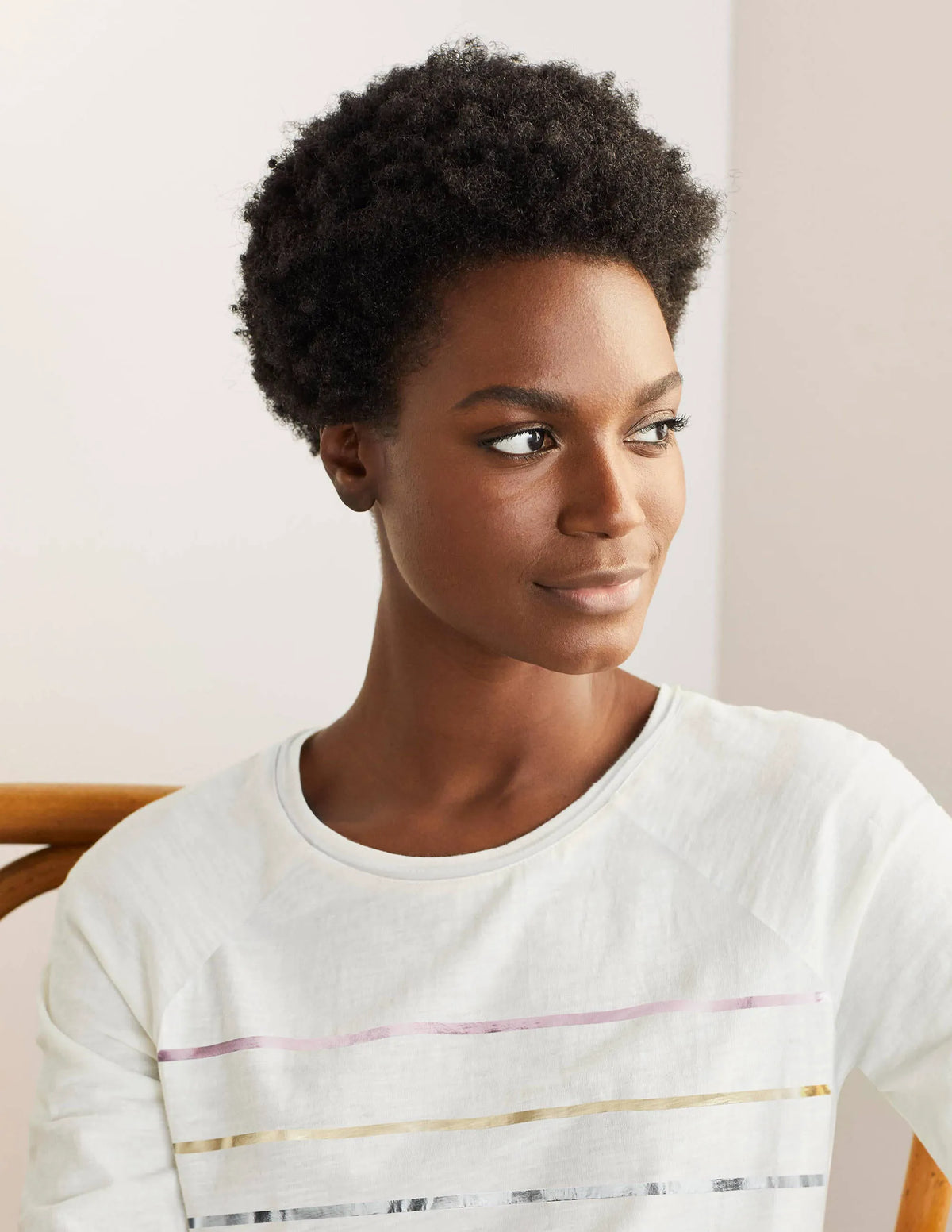 Lorna Baseball Top-Ivory, Foil Placement Stripe