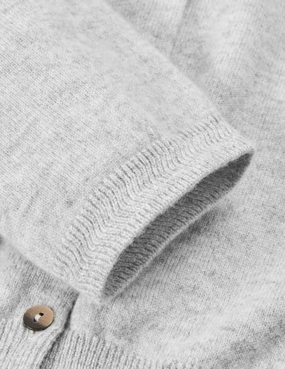 Cashmere Crop Cardigan-Grey Melange