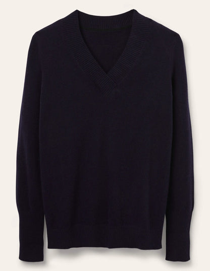 Oakley Cashmere V-Neck Sweater-Navy