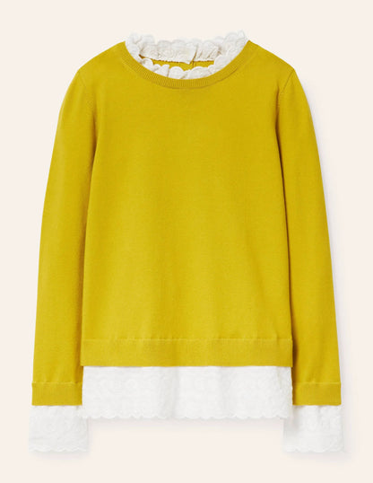 Lauderdale Frill Sweater-Chartreuse