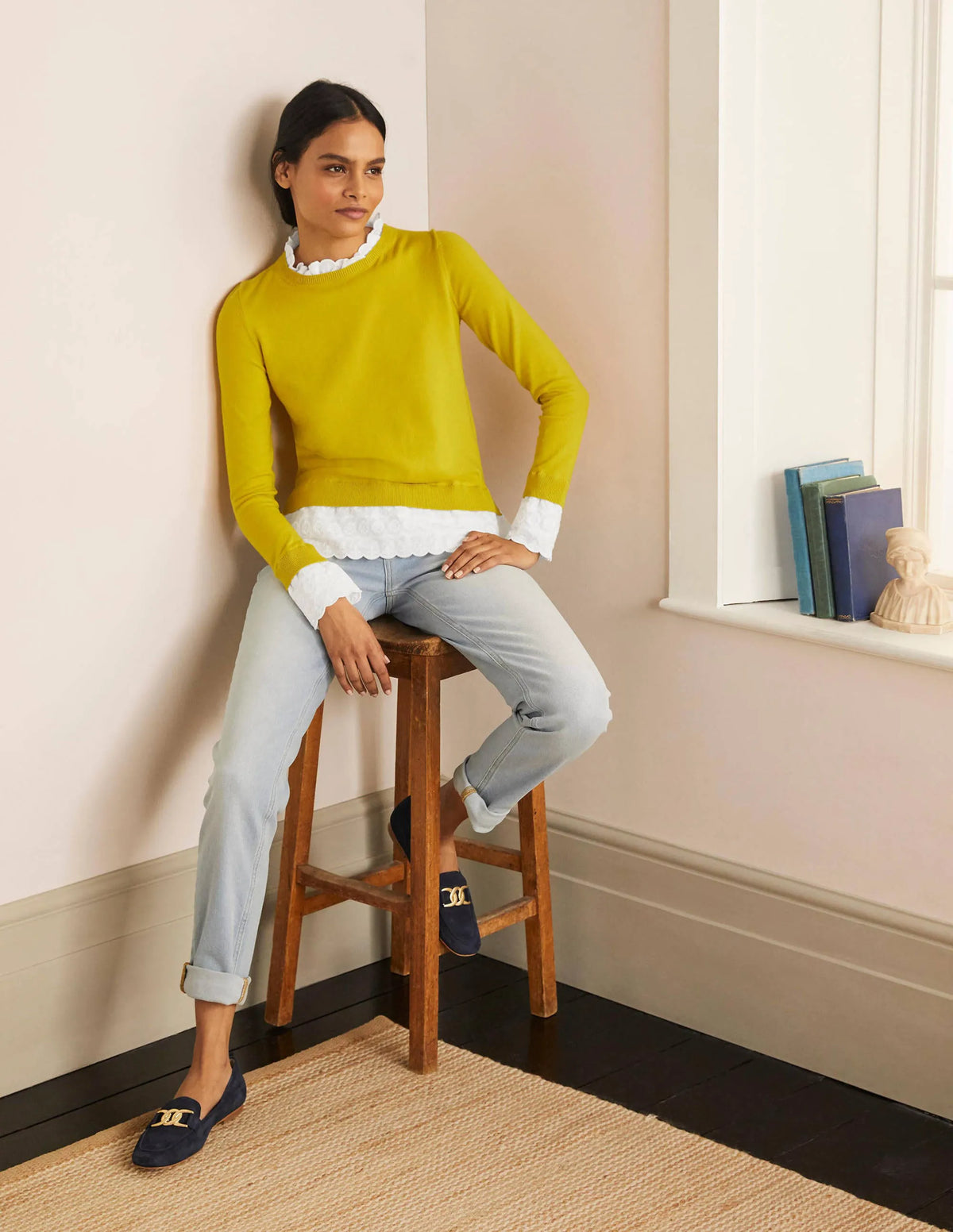 Lauderdale Frill Sweater-Chartreuse