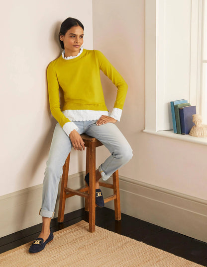 Lauderdale Frill Sweater-Chartreuse
